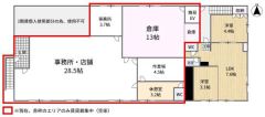 2階間取り図　東側は事務所として賃貸中