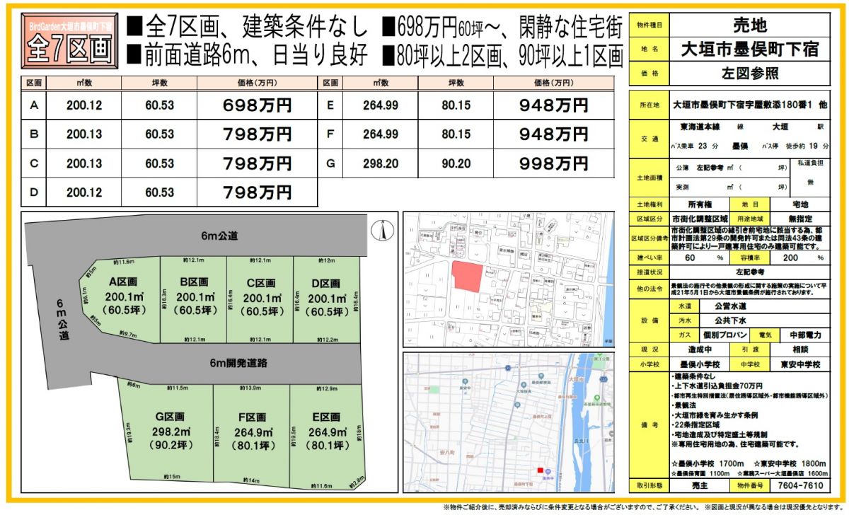 大垣市墨俣町下宿　分譲地
