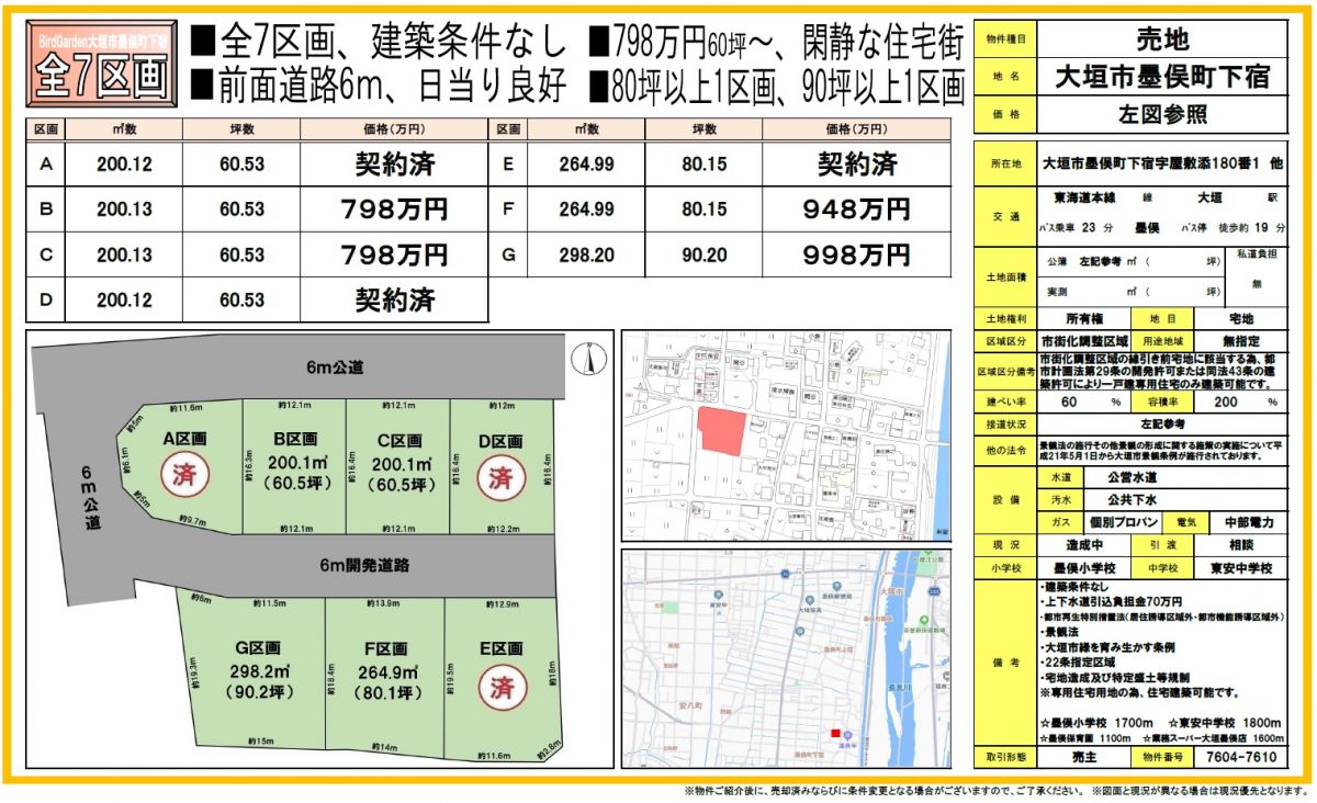 大垣市墨俣町下宿　分譲地